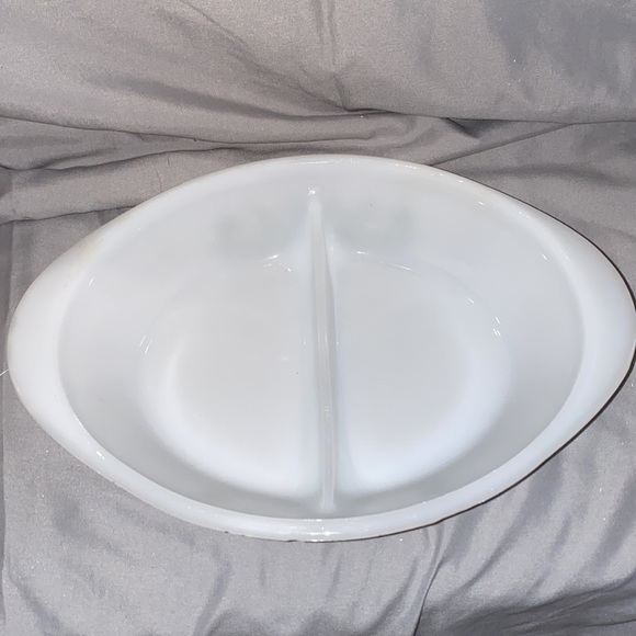 Vintage Glasbake Divided Casserole Dish Green Retro Flower Oven Proof Microwave - Picture 2 of 4